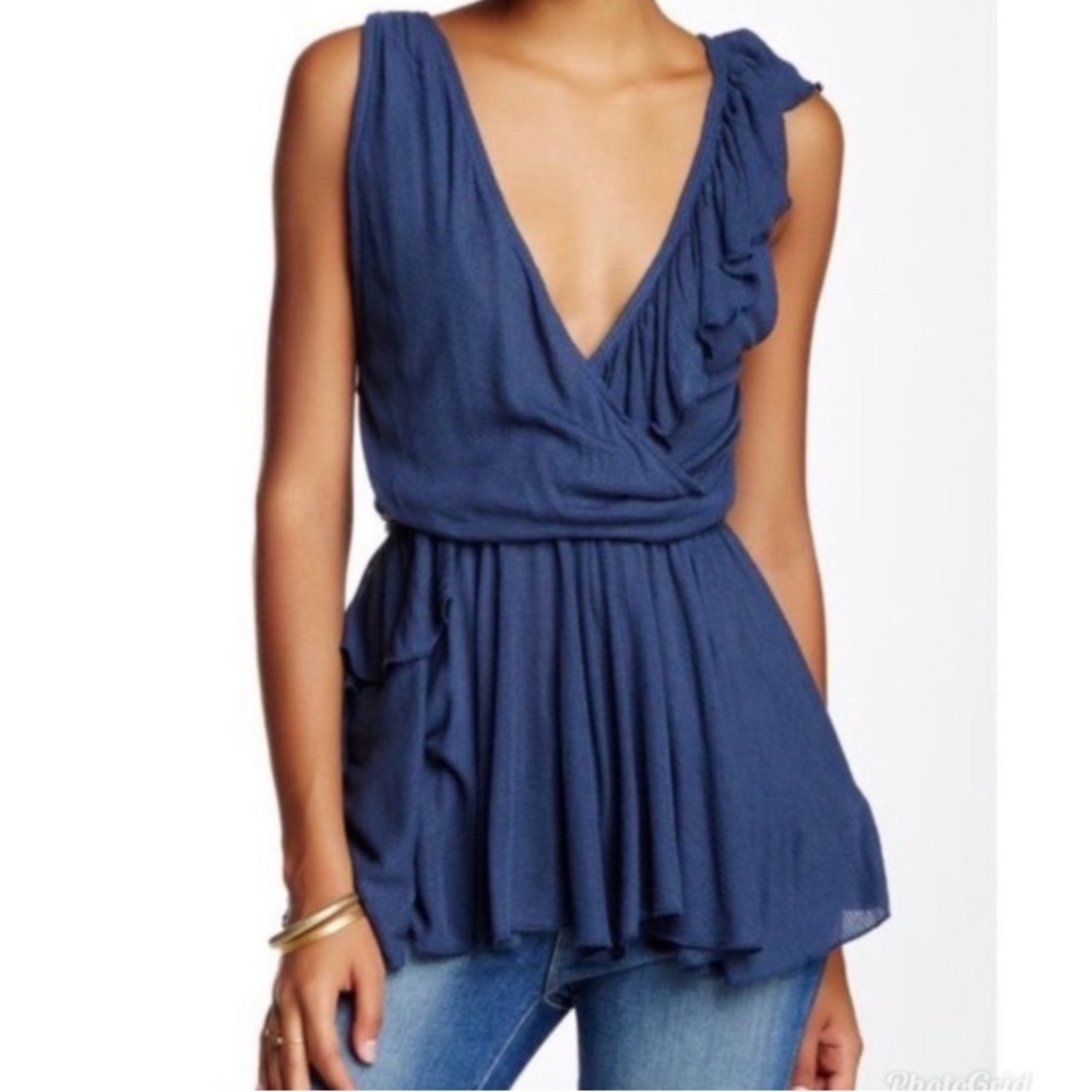 NWT Free People Float Away Ruffle Peplum Blouse. Size S